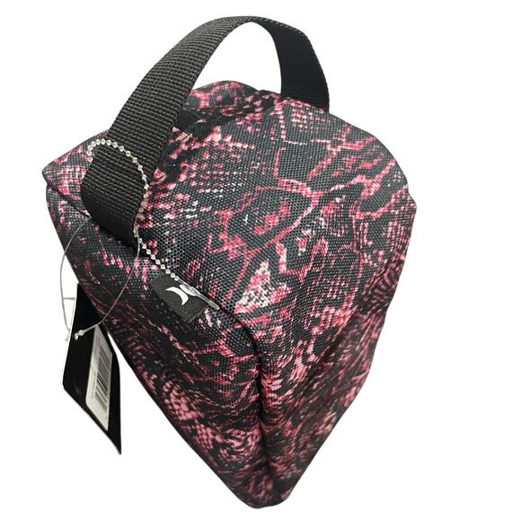HURLEY COSMETICS BAG TRAVEL VIVID PINK BLACK SNAKE PRINT VERSATILE ANIMAL PRINT - Picture 11 of 16